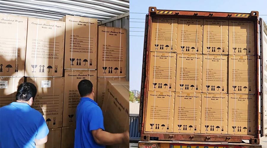 客戶Equator滾筒衣服烘干機(jī)快速裝柜完畢  蓄勢(shì)待發(fā)！